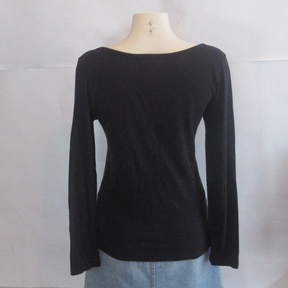 Wilfred Aritzia  Blouse Top Black 3 Buttons Cotton  Women Medium - Picture 2 of 10